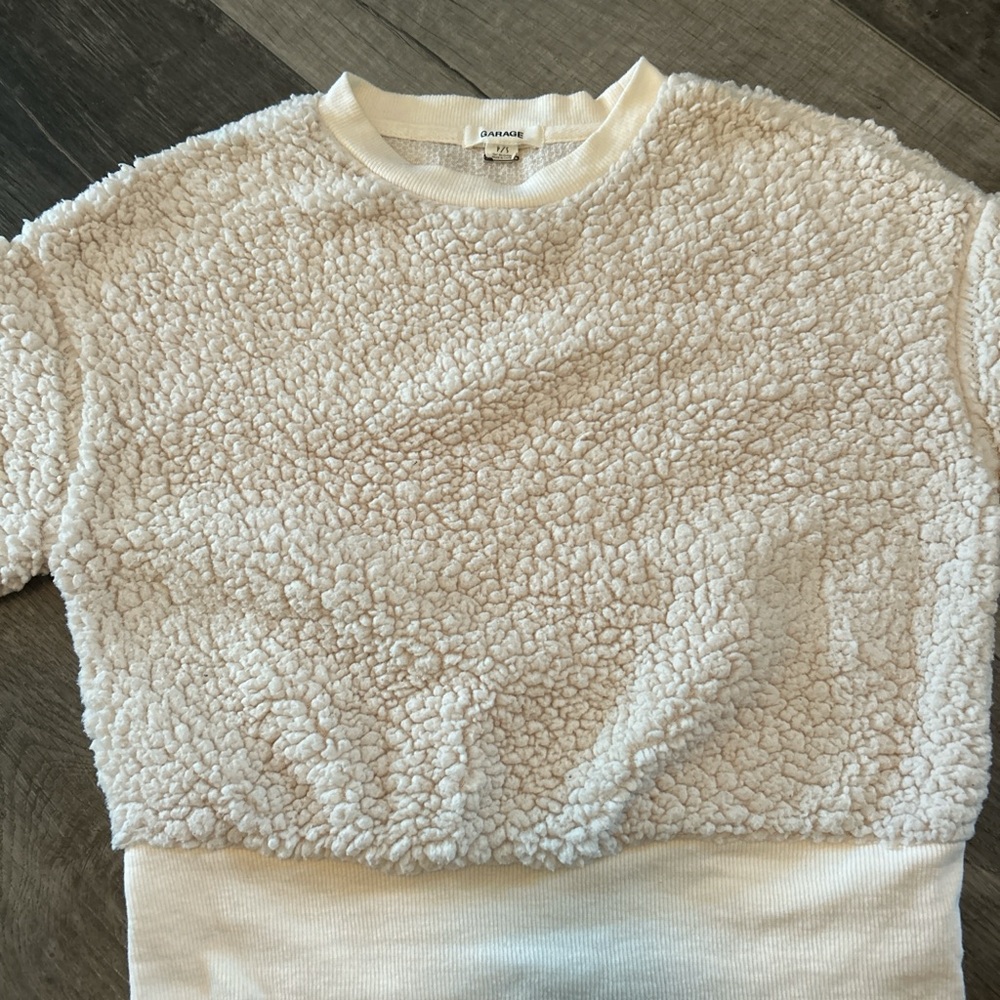 Garage Cream Sherpa Crop Top